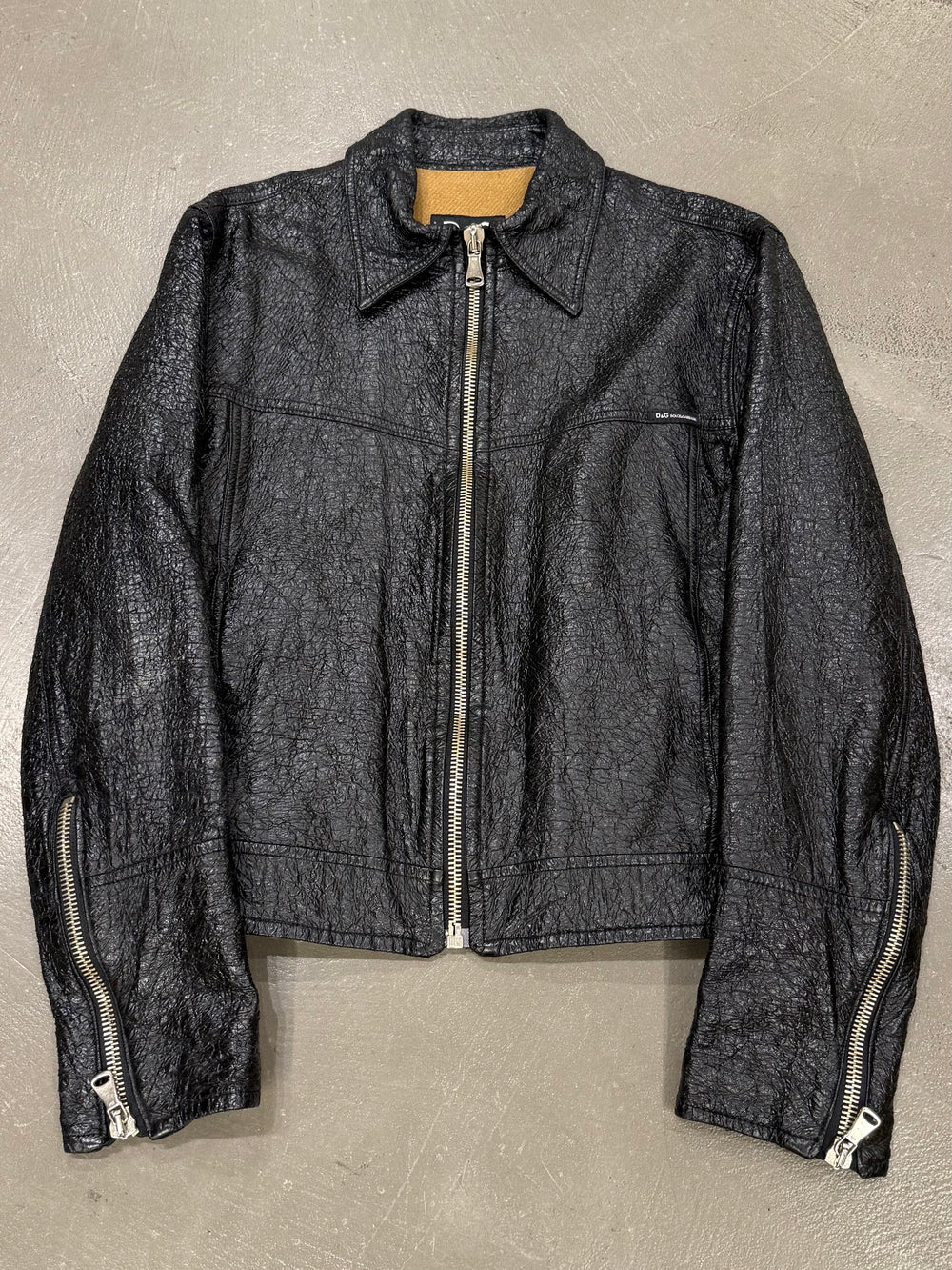 2000s Dolce & Gabbana faux leather wrinkle jacket