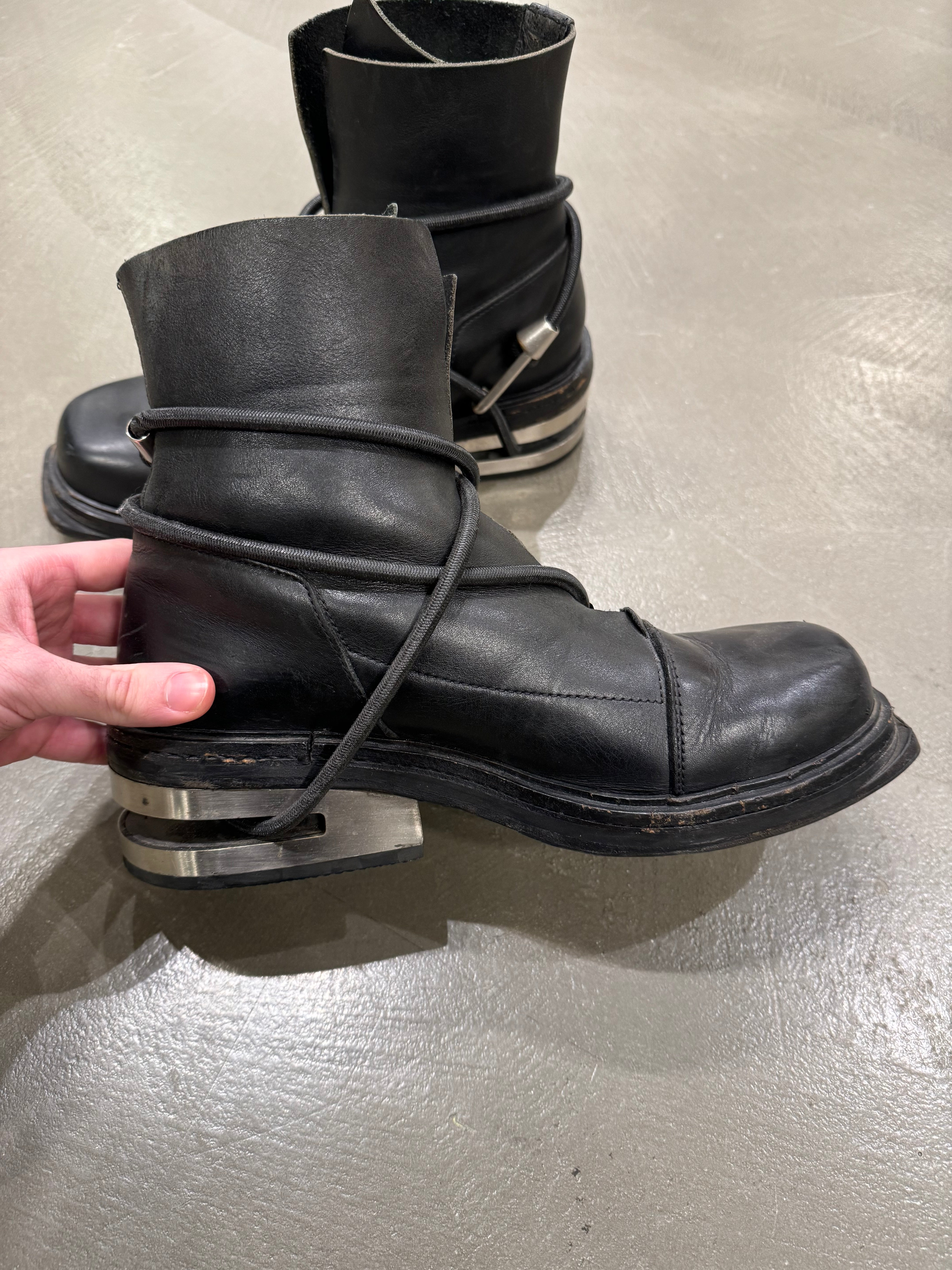 A/W 1996 Dirk Bikkembergs metal heel bungee cord boots