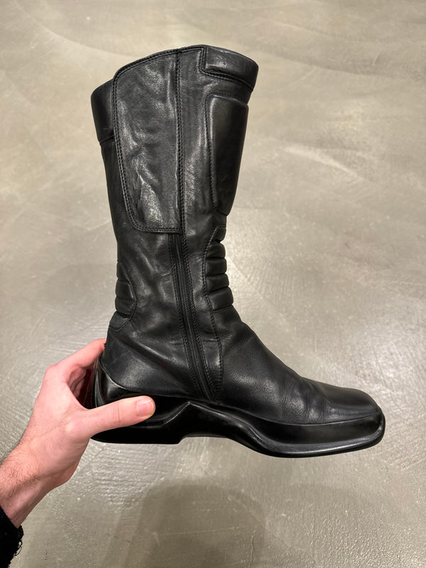 1999 Prada runway biker leather boots