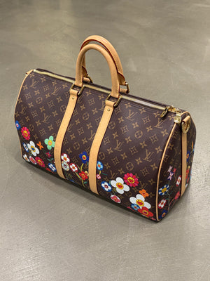 2021 Louis Vuitton x Takashi Murakami monogram Keepall Bandouliere 45