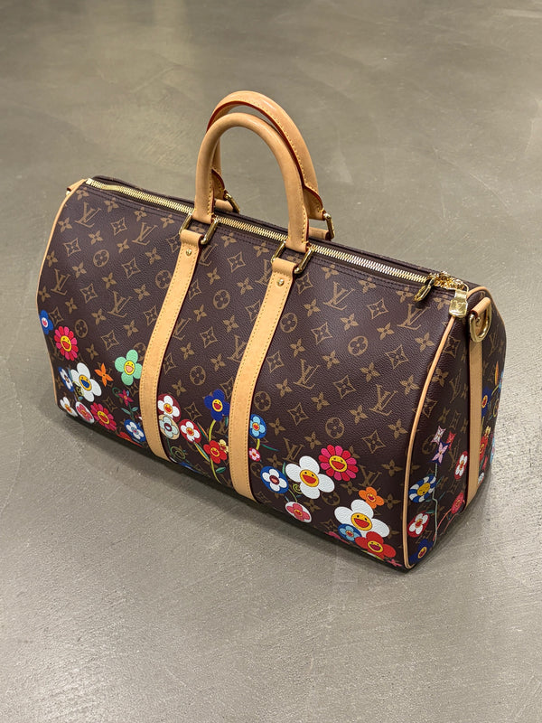 2021 Louis Vuitton x Takashi Murakami monogram Keepall Bandouliere 45