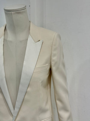 2017 Saint Laurent contrast peak-lapel tuxedo blazer