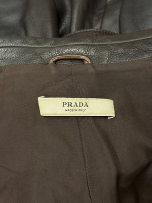 1990s Prada multipocket belted leather safari jacket