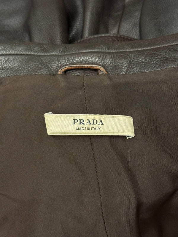 1990s Prada multipocket belted leather safari jacket