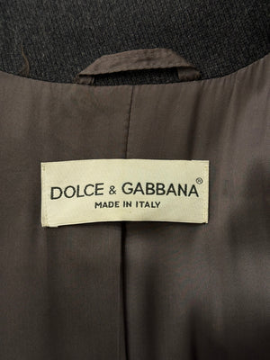 1990s Dolce & Gabbana grey wool double-breasted long coat