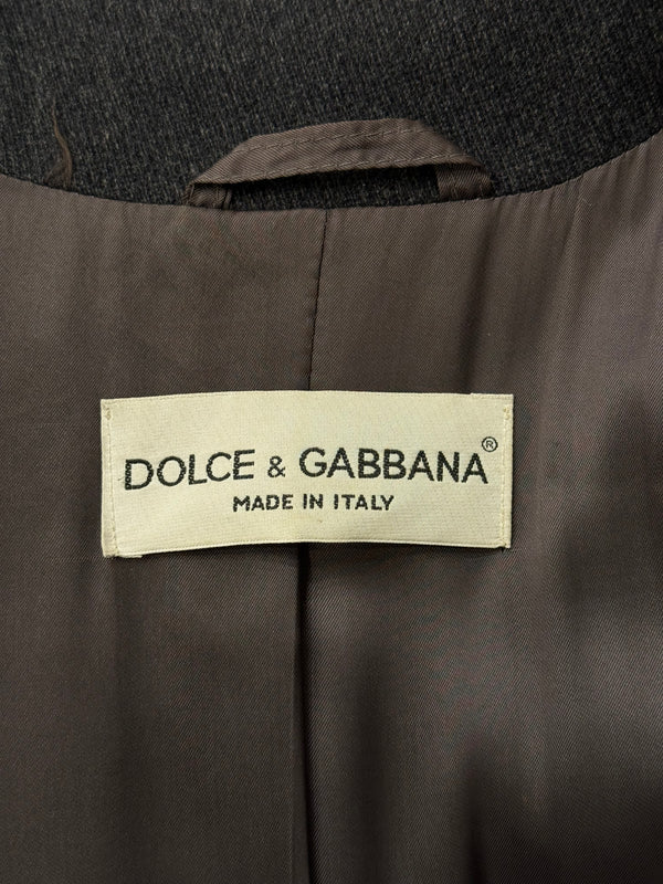 1990s Dolce & Gabbana grey wool double-breasted long coat