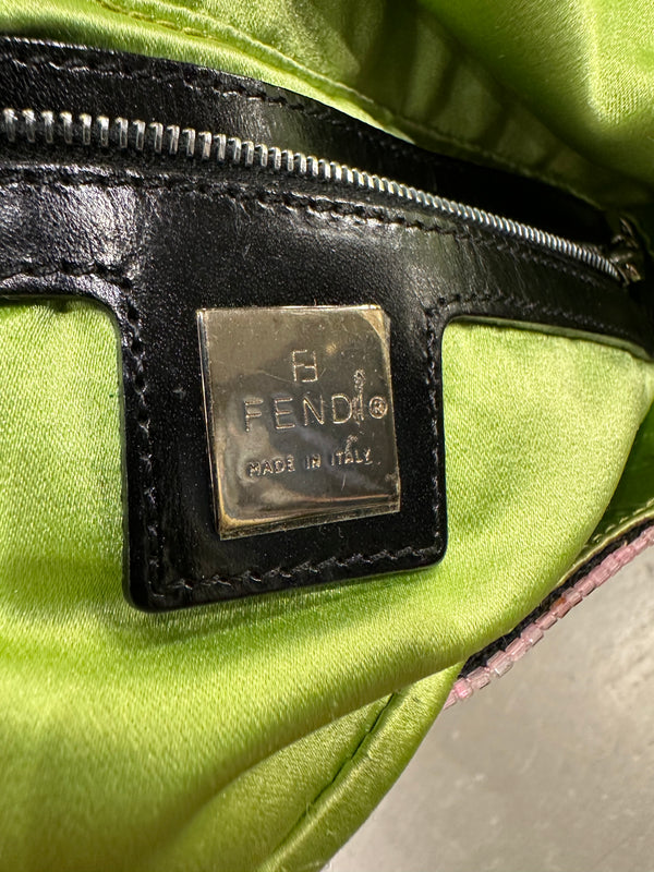 S/S1999 Fendi beaded fringe mirror-embellished baguette shoulder bag