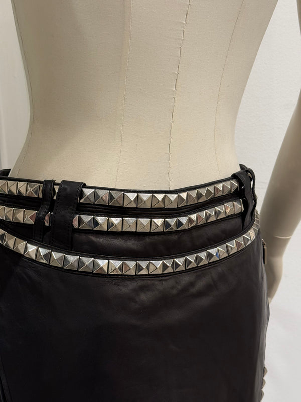 1990s Gianni Versace studded leather skirt