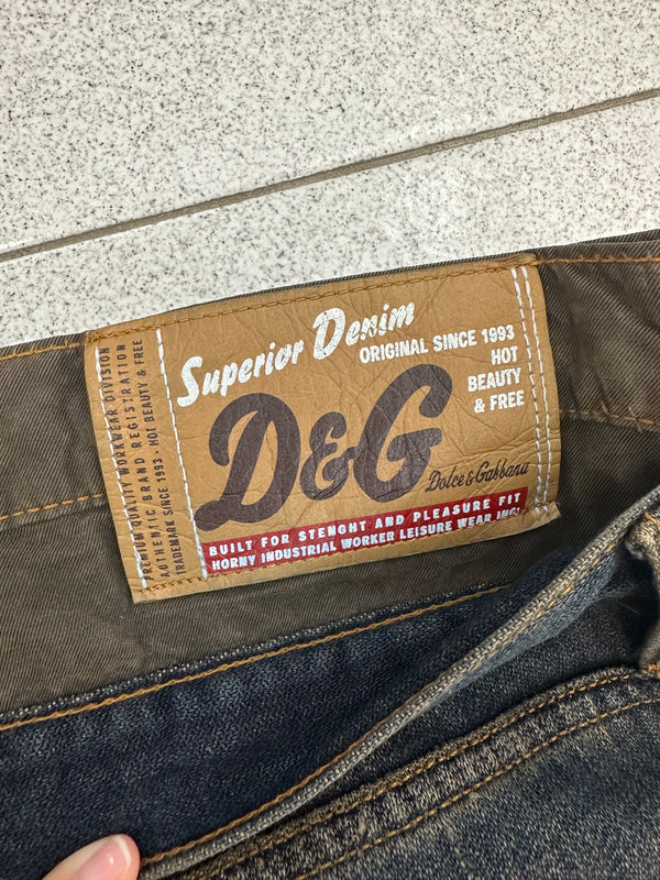 AW2003 D&G double waisted asymmetrical pockets jeans