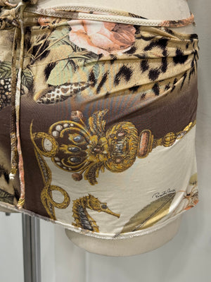 S/S 2005 Roberto Cavalli mixed-print wrap mini skirt