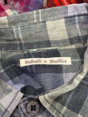 Rebuild By Needles 7-cuts flannel patch plaid shirt