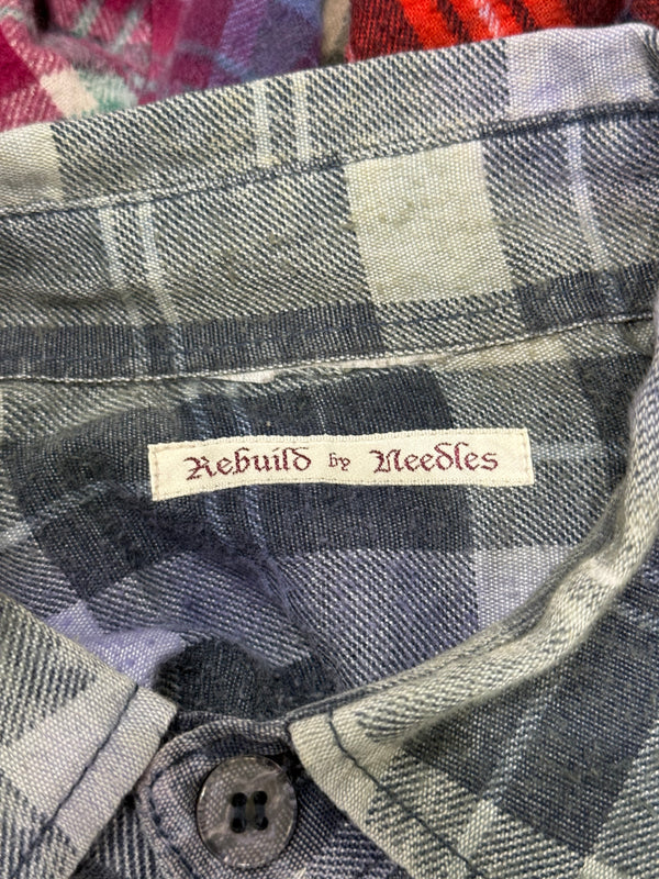 Rebuild By Needles 7-cuts flannel patch plaid shirt