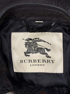 2000s Burberry leather military jacket