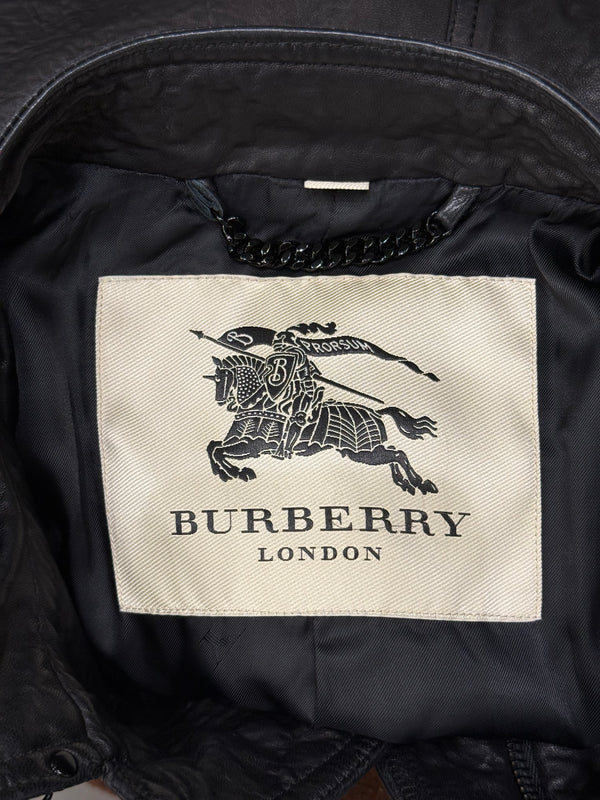 2000s Burberry leather military jacket