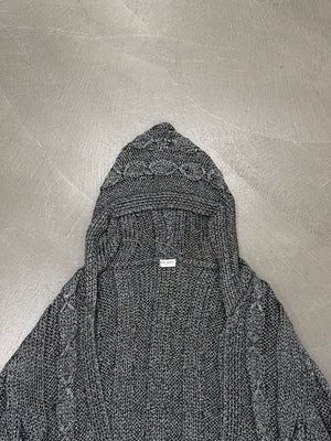 2022 Saint Laurent cable knit hooded cardigan
