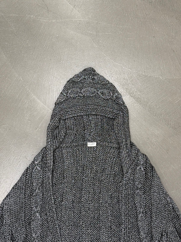 2022 Saint Laurent cable knit hooded cardigan