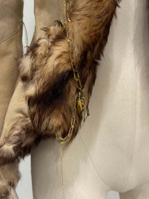 2000s Roberto Cavalli Shearling leather jacket with gold chains