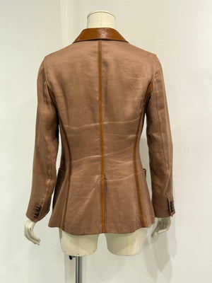 1990s Hermès leather collar blazer