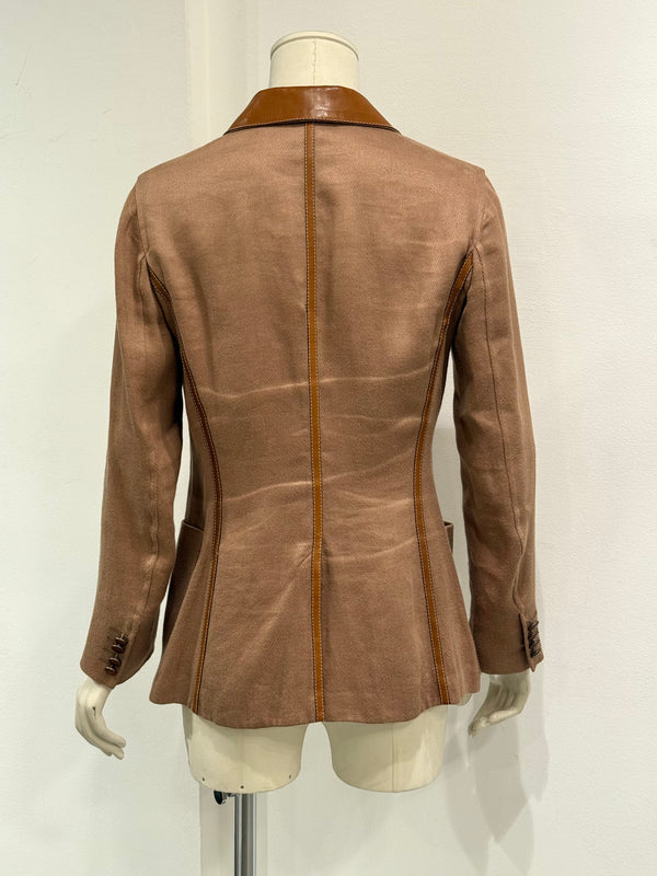 1990s Hermès leather collar blazer