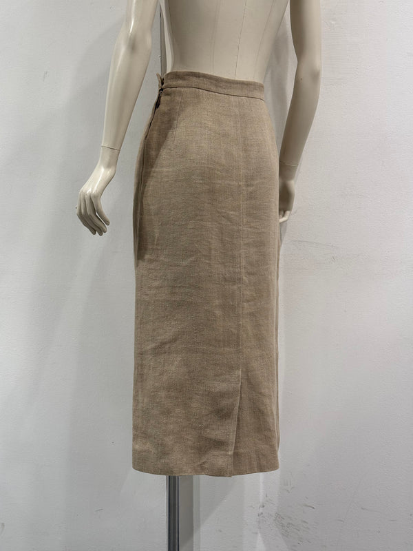 1990s Hermes by Martin Margiela linen midi skirt