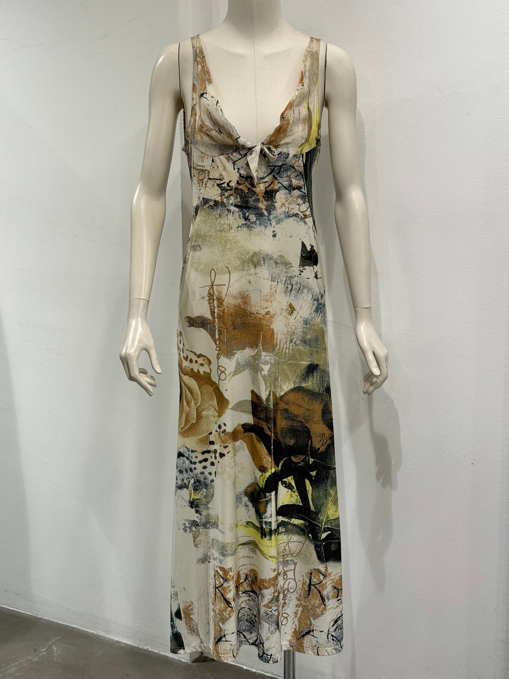 2000s Roberto Cavalli floral silk long dress