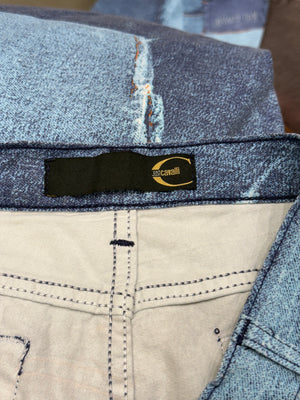 2000s Cavalli trompe l'oeil patchwork jeans