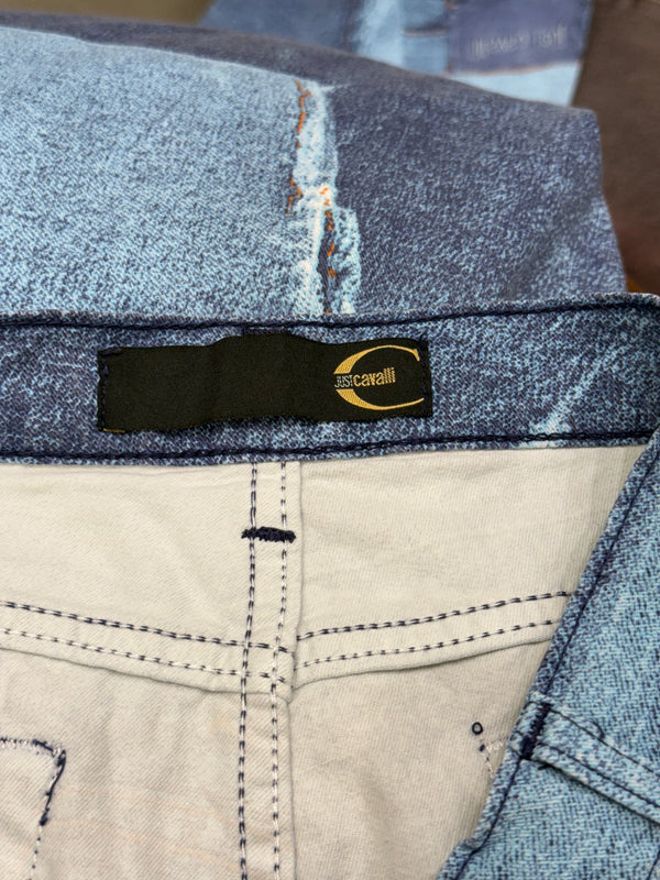 2000s Cavalli trompe l'oeil patchwork jeans