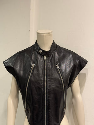 2023 Maison Margiela asymmetric 5-zip leather vest