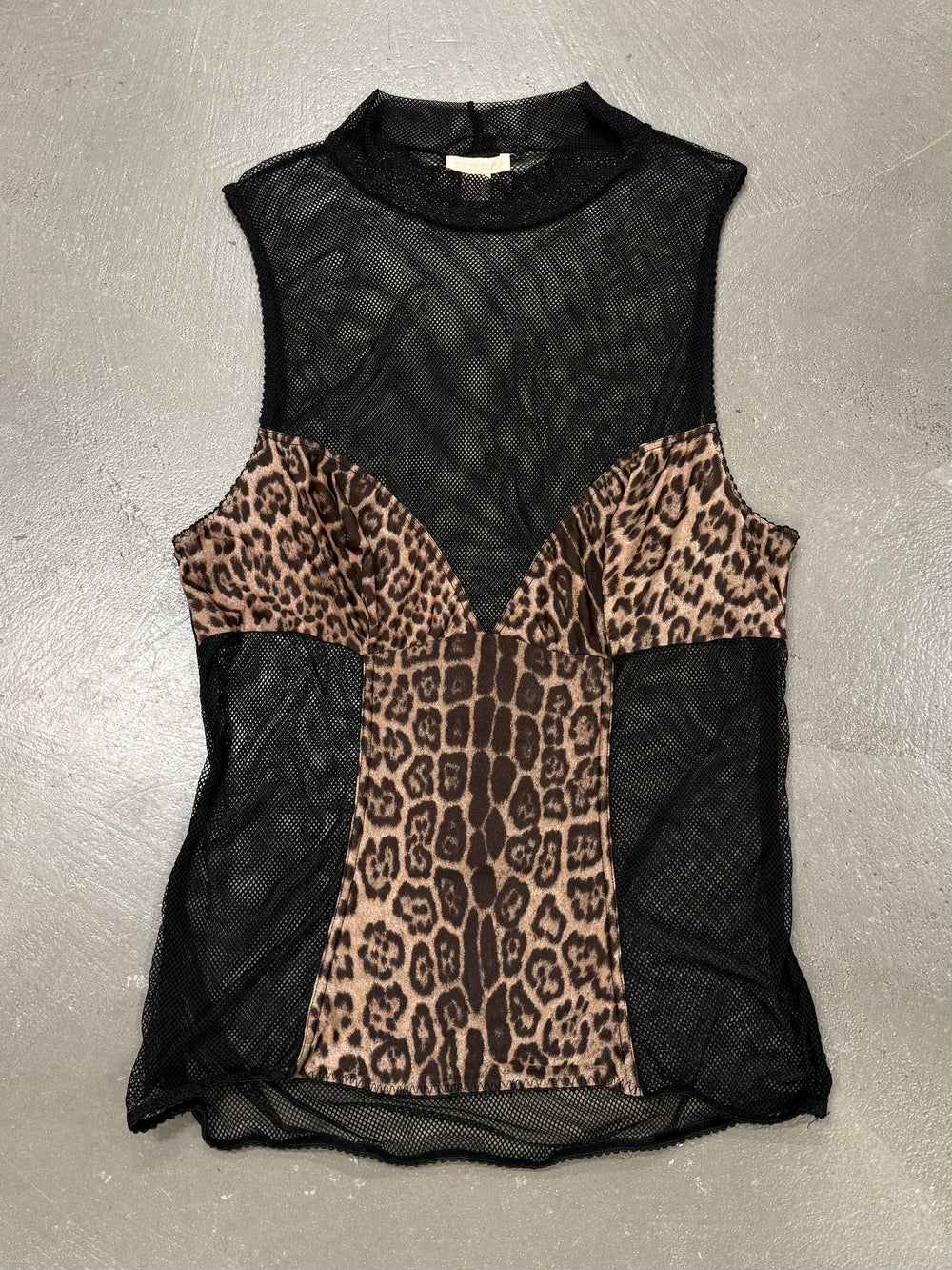 2000s Roberto Cavalli leopard sheer tank top