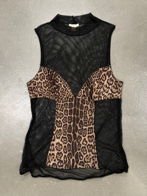 2000s Roberto Cavalli leopard sheer tank top