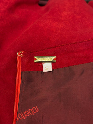 Roberto Cavalli red suede leather skirt