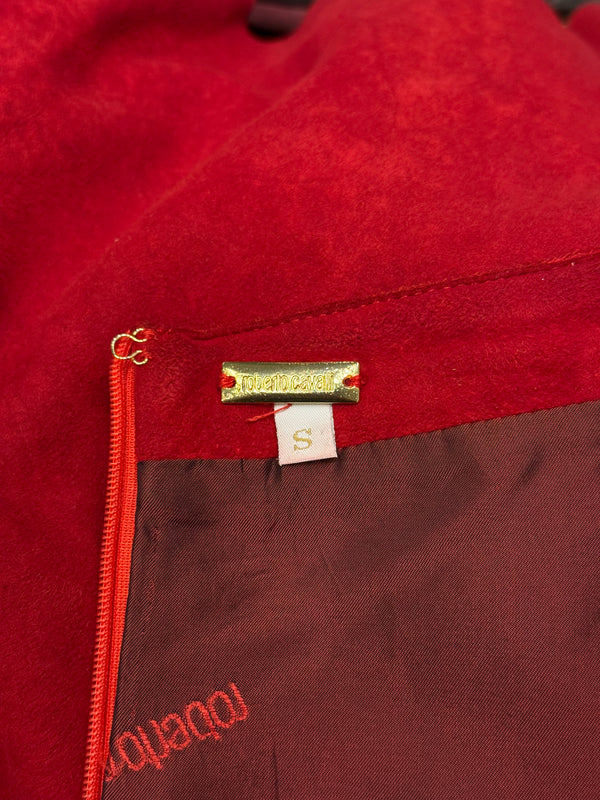 Roberto Cavalli red suede leather skirt