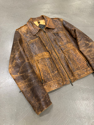 A/W 2005 Roberto Cavalli eroded faded leather jacket