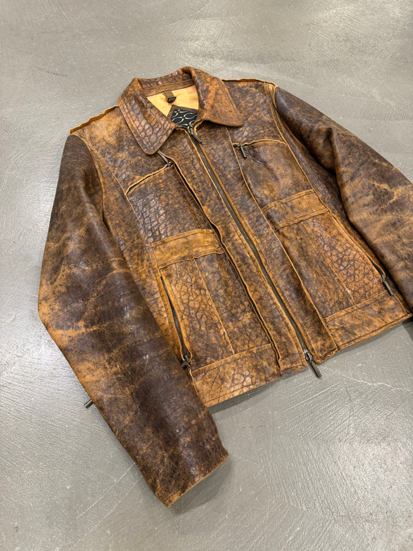A/W 2005 Roberto Cavalli eroded faded leather jacket