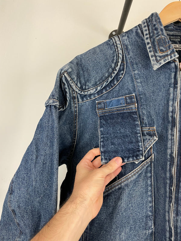 1986 Katharine Hamnett cargo bomber denim jacket