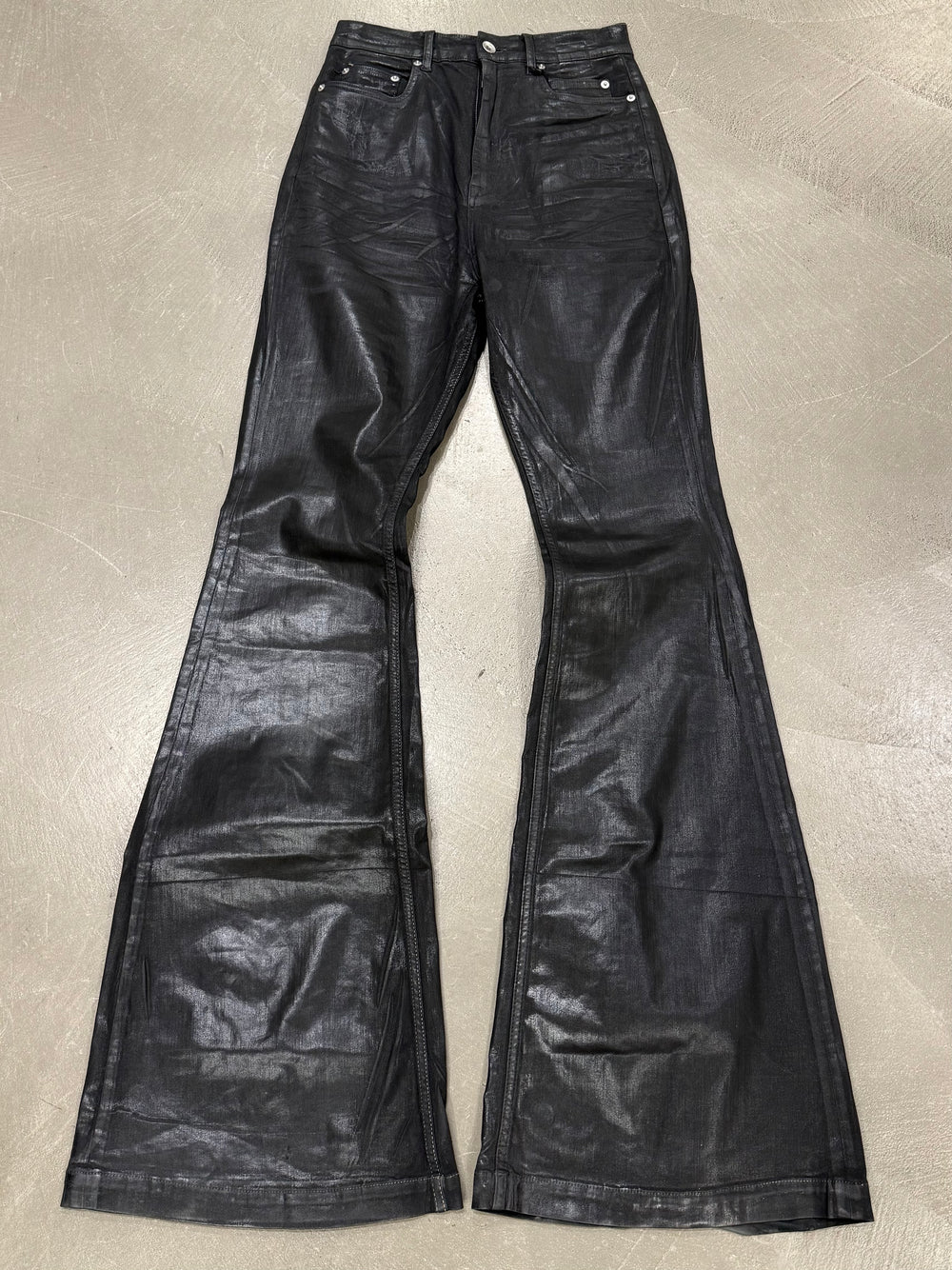 2022 Rick Owens coated “bolans bootcut” pants