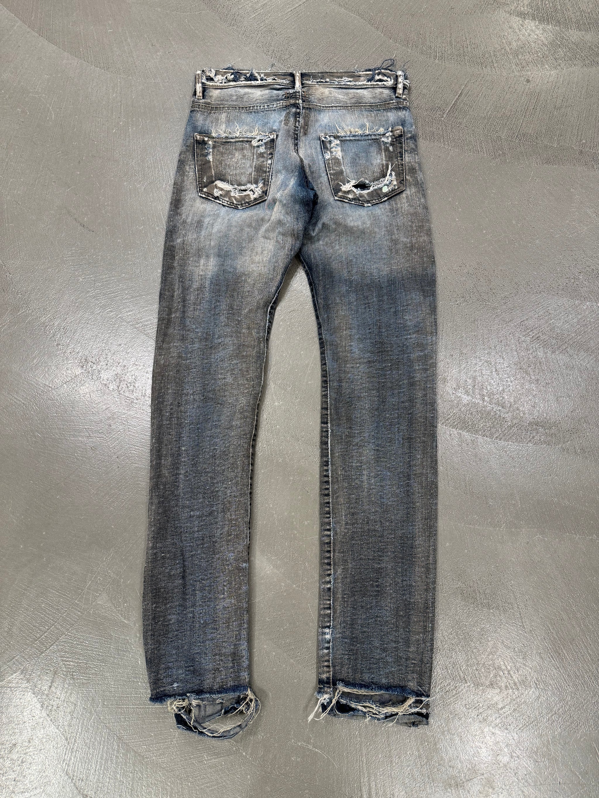 2009 Rick Owens Olmar and Mirta distressed dust denim