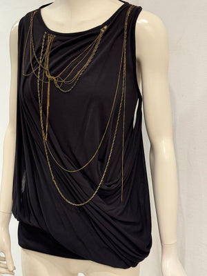 Plein Sud draped sleeveless top with chain detailing