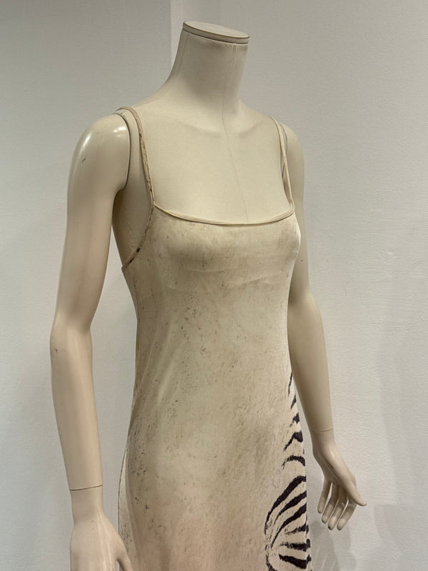 1999 Roberto Cavalli runway zebra print maxi dress