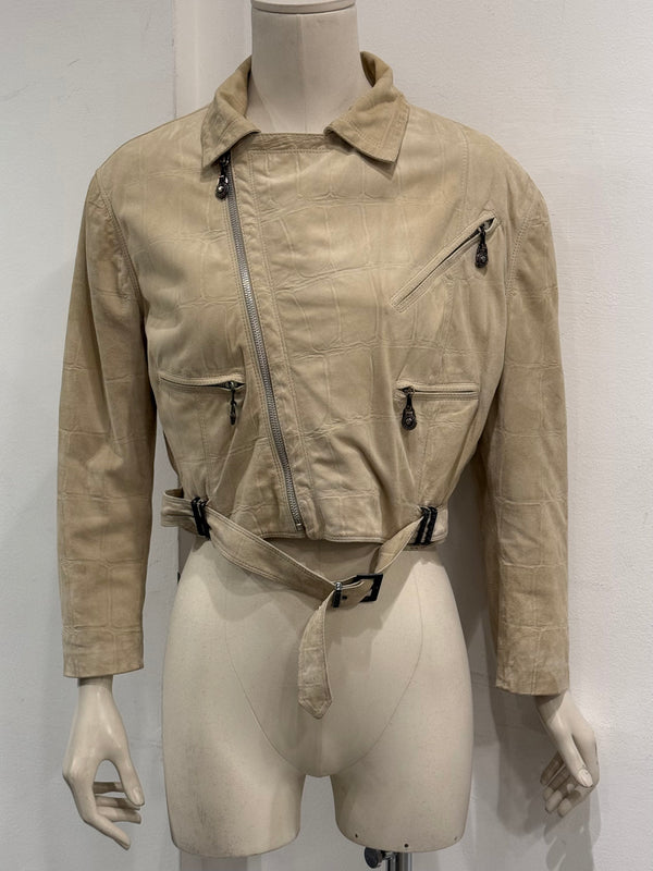A/W1994 Gianni Versace cropped crocodile embossed leather jacket
