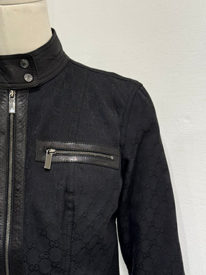 A/W2000 Gucci by Tom Ford monogram canvas jacket with leather trim