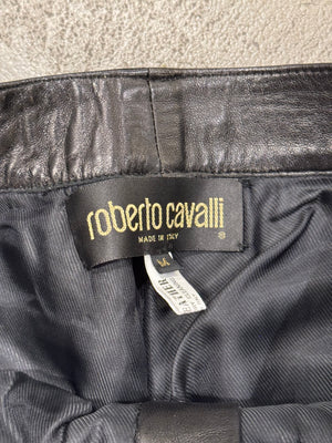 1999 Roberto Cavalli leather pants with gold detail