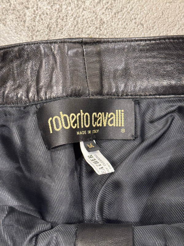 1999 Roberto Cavalli leather pants with gold detail