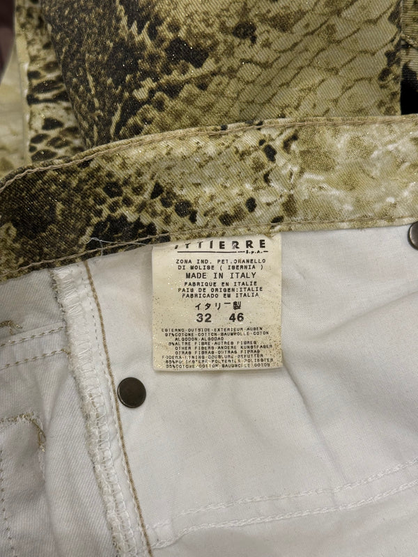 2000s Cavalli snakeskin print flared jeans