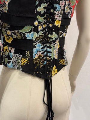 S/S2003 Roberto Cavalli chinoiserie floral print corset