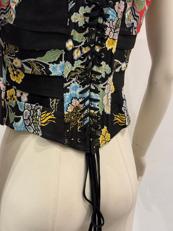 S/S2003 Roberto Cavalli chinoiserie floral print corset