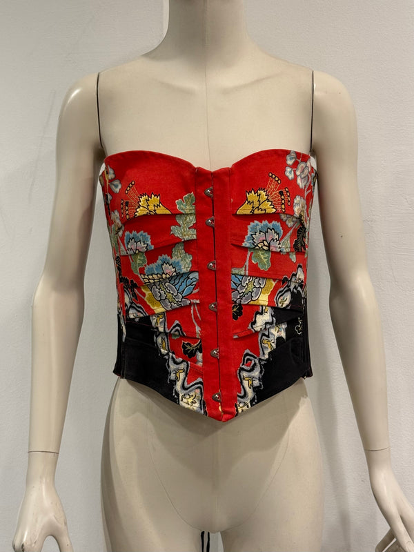 S/S2003 Roberto Cavalli chinoiserie floral print corset
