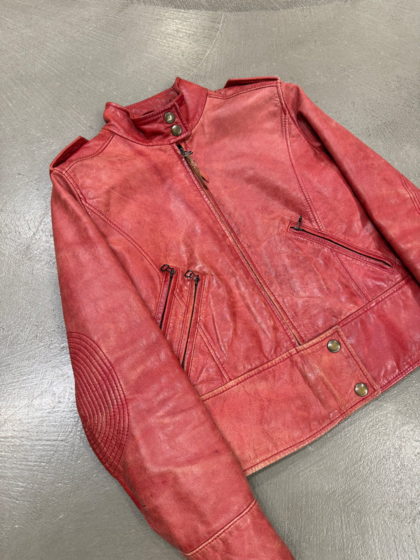 2000s Dolce & Gabbana red biker leather jacket