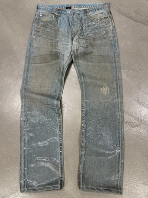 S/S2004 Dior by Hedi Slimane "Strip" Bleu Clair waxed jeans