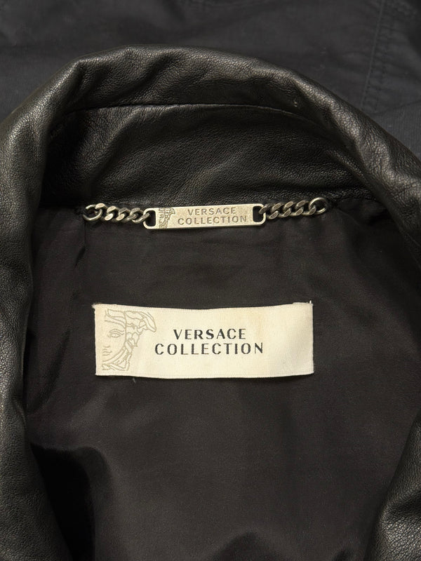 2000s Versace hybrid moto biker leather jacket